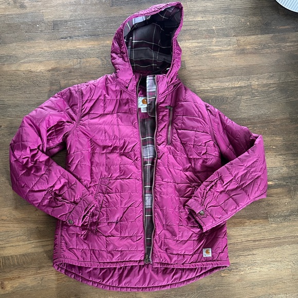 Carhartt Womens Magenta Hooded Puffer Jacket - Picture 1 of 4